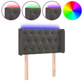 vidaXL Κεφαλάρι Κρεβατιού LED Σκούρο Γκρι 83x16x78/88 εκ. Βελούδινο