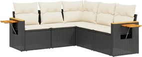 vidaXL Patio Sofa Set 5-θέσια Black and Cream