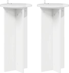 vidaXL Βάση φυτών 2 τεμ. Γυαλιστερό Λευκό 29,5 x 29,5 x 60 εκ.