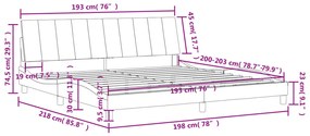 Σκελετός Κρεβατιού Χωρίς Στρώμα Σκ. Γκρι 200x200 εκ. Βελούδινο - Γκρι