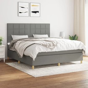 vidaXL Κρεβάτι Boxspring με Στρώμα Σκούρο Γκρι 160x200 εκ Υφασμάτινο