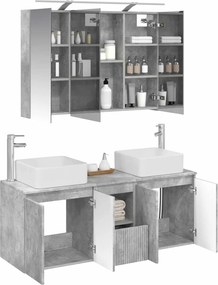 vidaXL Σετ Ντουλαπιών Μπάνιου 4 pcs Γκρι Σκυροδέματος