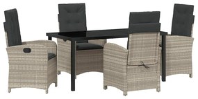 vidaXL Σέτ φαγητού για κήπο 5 pcs Ανοιχτό γκρι συνθετικό ρατάν