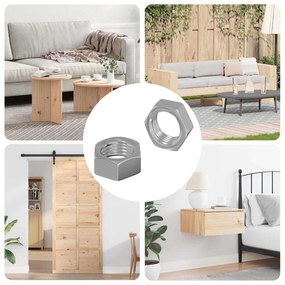 vidaXL Εξάγωνο Παξιμάδι 2 pcs Ασημί M6 Μέταλλο