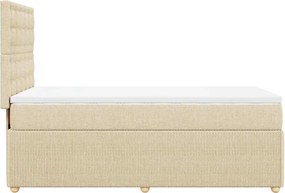 vidaXL Κρεβάτι Boxspring με Στρώμα Κρεμ 90x200 εκ.Υφασμάτινο