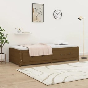 Κρεβάτι LED Καφέ Μελί 75x190 Μασίφ Ξύλο Πεύκου Small Single - Καφέ