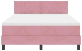 vidaXL Κρεβάτι με ελατήρια με στρώμα Ροζ 140 x 200 cm Βελούδο