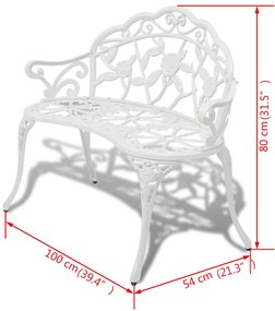 vidaXL Παγκάκι Κήπου 100 εκ. Λευκό από Χυτό Αλουμίνιο
