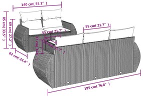 vidaXL Σαλόνι Κήπου Σετ 6 Τεμαχίων Καφέ Συνθετικό Ρατάν με Μαξιλάρια