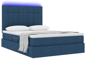 vidaXL Κρεβάτι με αποθηκευτικό χώρο και LED Μπλε 140 x 190 cm