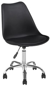 MARTIN Καρέκλα Γραφείου Χρώμιο PP Μαύρο, Κάθισμα: Pu Μαύρο Μονταρισμένη Ταπετσαρία Συσκ.1  51x55x81/91cm [-Μαύρο-] [-PP/PU-] ΕΟ201,1W