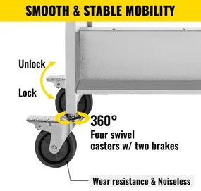 VEVOR Book Cart, 200lbs Library Cart, 35x19x49 Inch Rolling Book Cart Double Sided W-Shaped Sloped Shelves with 4-Inch Lockable Wheels, for Home Shelves Office and School Book Truck in White