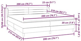 Box Spring κρεβάτι με στρώματα ανοιχτό γκρι 200x210cm Βελούδινο - Γκρι