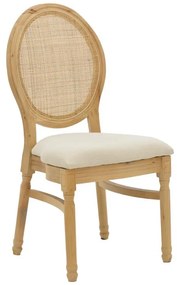 Καρέκλα Canco φυσικό rubberwood-φυσικό rattan 50x55x98εκ 50x55x98 εκ.
