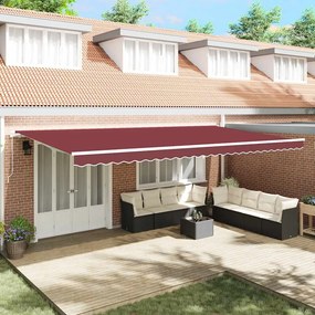vidaXL Χειροκίνητη Τέντα 6 x 3 m Μπορντό 100% Πολυεστέρας
