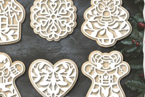 Σετ των 3 Intra απο ξύλο plywood 3mm-4mm πάχος Χριστουγεννιάτικο Gingerbread Δίασταση 8x8 cm INTRAFABR-19536962