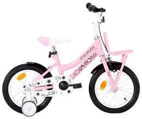 Ποδήλατο Παιδικό Λευκό/Ροζ 14 Ιντσών με Μπροστινή Σχάρα