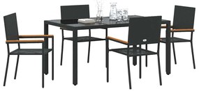 vidaXL Σέτ φαγητού για κήπο 5 pcs Μαύρο 150 x 90 x 75 cm