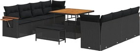 vidaXL Σετ Καναπέ Κήπου με μαξιλάρι 11 pcs Μαύρο