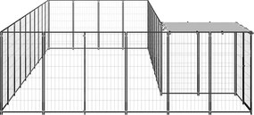 vidaXL Σπιτάκι Σκύλου Μαύρο 13,31 μ² Ατσάλινο