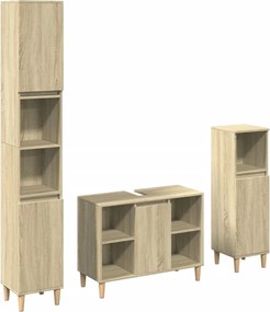 vidaXL Σετ Επίπλων Μπάνιου 3 Τεμαχίων Sonoma Δρυς Επεξεργασμένο Ξύλο