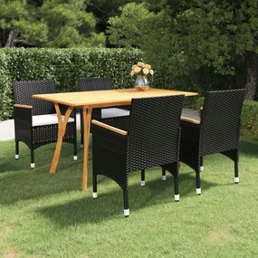 vidaXL Σετ Τραπεζαρίας Κήπου 5 Τεμαχίων Μαύρο