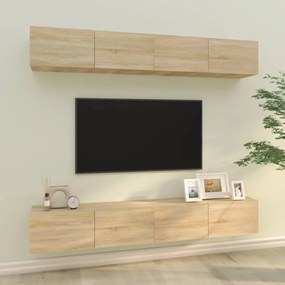 vidaXL Έπιπλα Τηλεόρασης 4 τεμ. Sonoma Δρυς 100 x 30 x 30εκ.