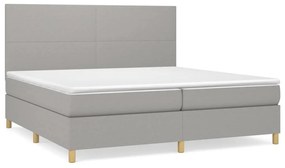 Κρεβάτι Boxspring με Στρώμα Ανοιχτό Γκρι 200x200 εκ. Υφασμάτινο - Γκρι