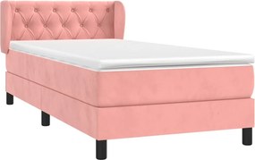 vidaXL Κρεβάτι Boxspring με Στρώμα Ροζ 80 x 200 εκ. Βελούδινο