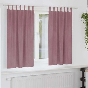 vidaXL Κουρτίνες με κουρτίνες 2 pcs Σκούρο Ροζ 140 x 175 cm Βελούδο