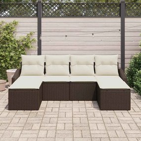 vidaXL Σετ Καναπέ Κήπου 6 pcs Καφέ Πολυ ράταν