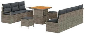 vidaXL Σετ Καναπέ Κήπου με μαξιλάρι 10 pcs Γκρι Πολυ ράταν