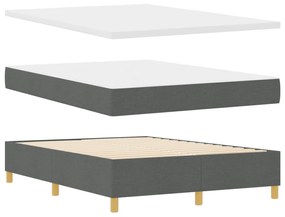 vidaXL Κρεβάτι με Στρώμα και Πάγκο Σκούρο Γκρι 160x200 εκ. Ύφασμα