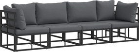 vidaXL Σετ Καναπέ Κήπου 4 pcs Μαύρο Μέταλλο