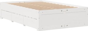 vidaXL Κρεβάτι Βιβλιοθήκη Χωρίς Στρώμα Λευκό 135x190 εκ Μασίφ Πεύκο