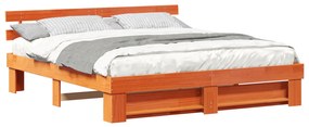 vidaXL Σκελετός Κρεβατιού Καφέ 180 x 200 εκ. Μασίφ ξύλο πεύκου