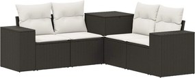 vidaXL Σετ Καναπέ 5 τμχ. Μαύρο και Κρεμ Λευκό 200 x 200 x 85 εκ.