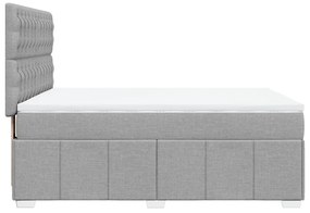 vidaXL Κρεβάτι Boxspring με Στρώμα Ανοιχτό Γκρι 140x190 εκ. Υφασμάτινο