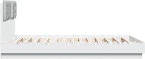 vidaXL Πλαίσιο Κρεβατιού με Κεφαλάρι/LED Λευκό 150 x 200 εκ