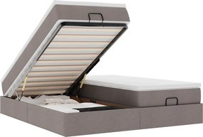 vidaXL Οθωμανικό κρεβάτι με στρώματα Taupe 180x200cm ύφασμα
