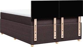 vidaXL Κρεβάτι Boxspring με Στρώμα Σκούρο Καφέ 140x200 εκ Υφασμάτινο