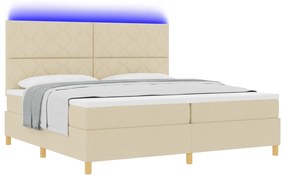 vidaXL Κρεβάτι με βάση και στρώμα & LED Κρεμ 200x200 cm Υφασμάτινο