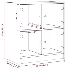 ΒΟΗΘΗΤΙΚΟ ΝΤΟΥΛΑΠΙ SONOMA ΔΡΥΣ 68X37X75,5ΕΚ. ΜΕ ΓΥΑΛΙΝΕΣ ΠΟΡΤΕΣ 836380