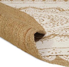 vidaXL Χαλιά χώρου Floral Φυσικό με Λευκή Εκτύπωση 122 x 183 cm Γιούτα
