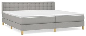 vidaXL Κρεβάτι Boxspring με Στρώμα Ανοιχτό Γκρι 180x200 εκ. Υφασμάτινο