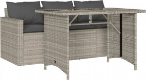 vidaXL Σετ Τραπεζαρίας Κήπου 2 τεμ. Γκρι Συνθ. Ρατάν με Μαξιλάρια