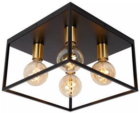 Φωτιστικό Οροφής Lucide 00124-14-30 RUBEN Μαύρο Ματ (Black Mat)|Χρυσό Χρώμα (Gold Coloured)