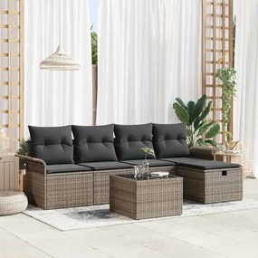 vidaXL Σετ Καναπέ Κήπου 6 pcs Γκρι 251 x 117 x 85 εκ. Πολυ ράταν