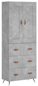 vidaXL Ντουλάπι Γκρι Σκυροδέματος 69,5x34x180 εκ. Επεξεργασμένο Ξύλο