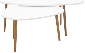 Τραπέζι σαλονιού Monty pakoworld 2 τεμ. σε απόχρωση λευκό-φυσικό 116x46x6εκ